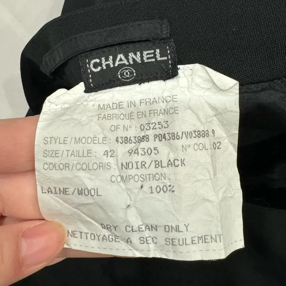 Chanel Black Wool Mini Skirt Size 42